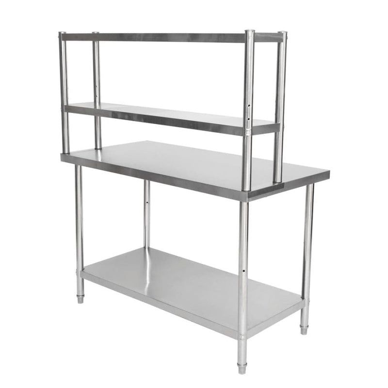 Stainless Steel Table w/ Overshelves, 47"W x 23.6"D x 55"H