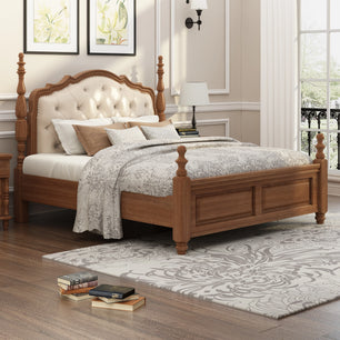 Holzoffer Mid-Century Solid Wood/Wood Veneer/MDF Queen Platform Bed in Oak