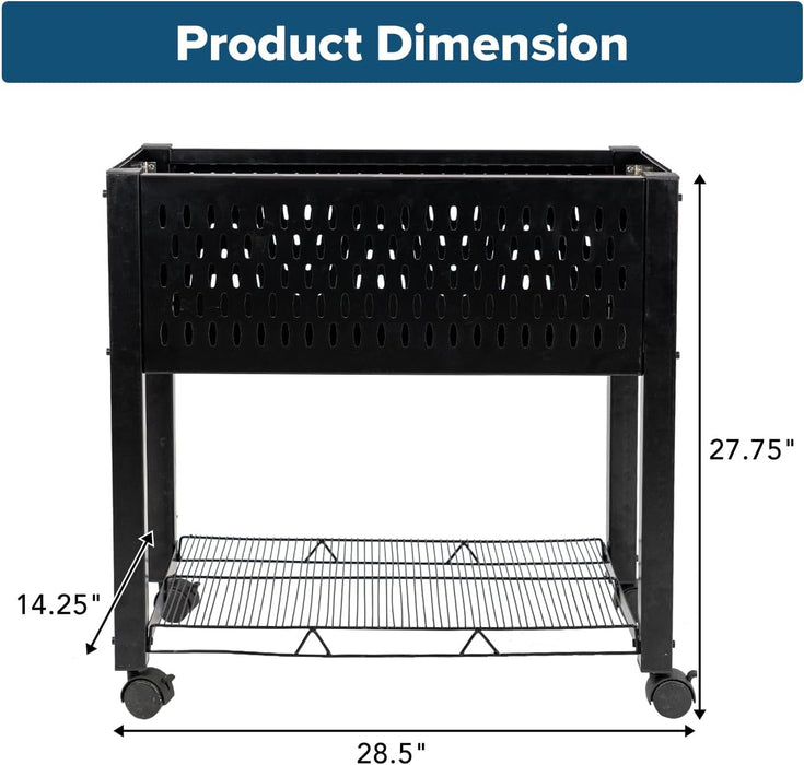 Mesh Rolling File Cart with Wheels 14.25"D x 28.5"W x 27.75"H