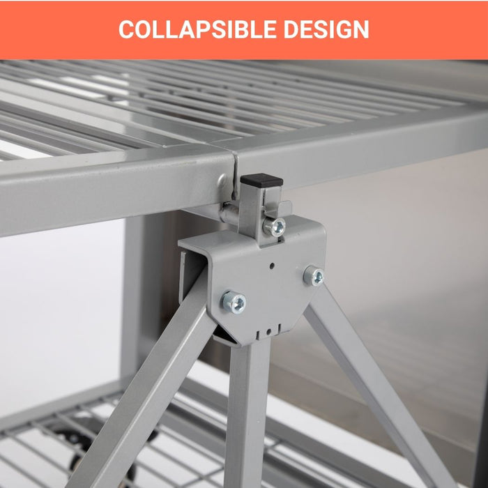 3-Shelf Foldable Stainless Steel Kitchen Cart 25.75" x 20" x 36"H, 300 lbs Weight Capacity