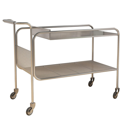 Holzoffer 2-Tier Metal Rolling Cart with Wheels, Utility Kitchen Serving Cart for Home Hotel Restaurant, Silver