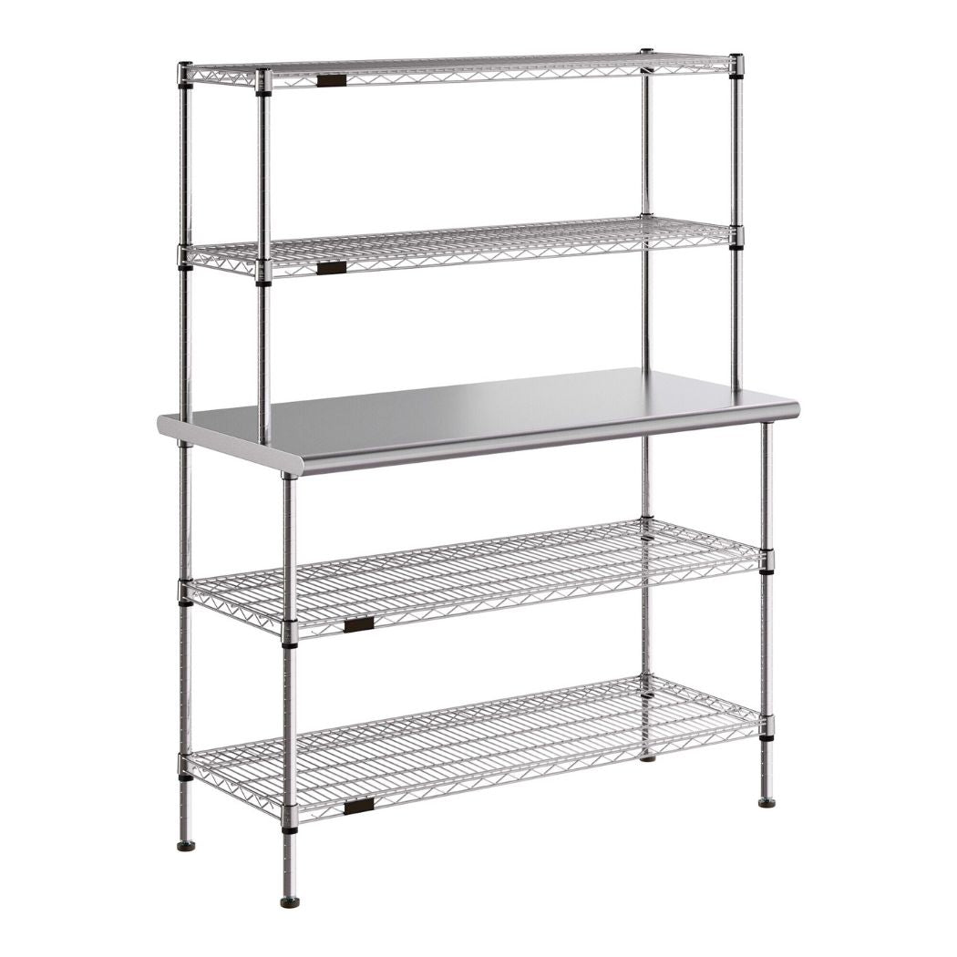 48" x 24" Stainless Steel Prep Table w/ Wire Overshelves and Undershelves