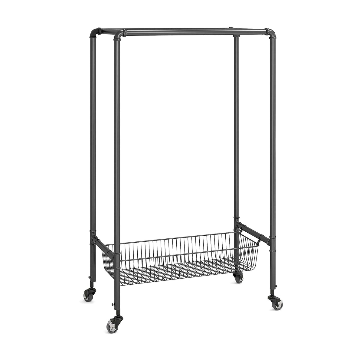 Holzoffer Chrome Rolling Clothing Rack with Shelves-36" w x 18" d x 77" h