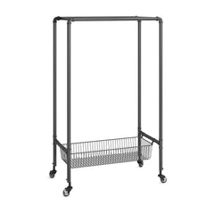 Holzoffer Chrome Rolling Clothing Rack with Shelves-36" w x 18" d x 77" h