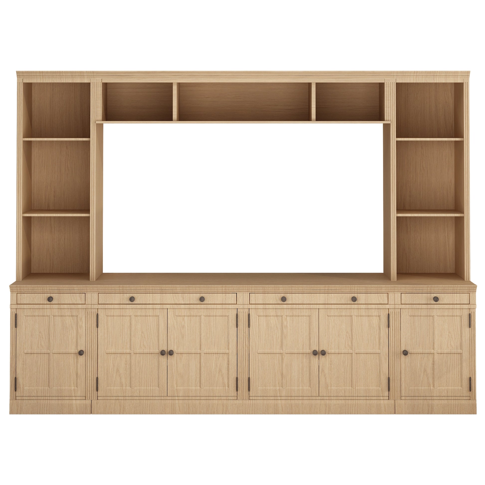 Holzoffer TV stand, Bookcase Towers With Display Cabinets, 7-Piece Entertainment Center 105"