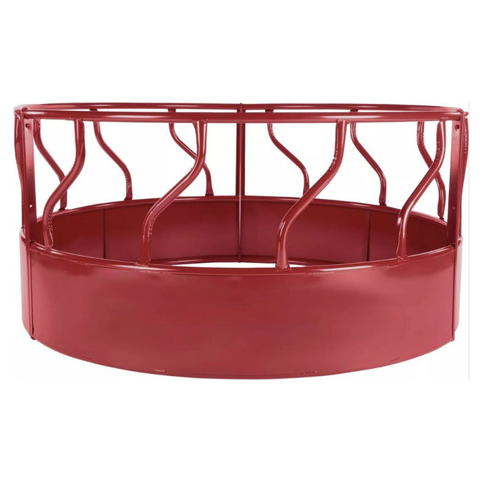 Round Hay Bale Feeder 8ft Dia w/ Hay Saver, Red Hay Ring