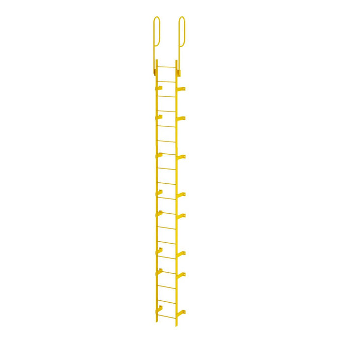 16 Step Steel Roof Access Ladder 15'H, Wall Mount, Yellow