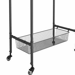 Holzoffer Chrome Rolling Clothing Rack with Shelves-36" w x 18" d x 77" h