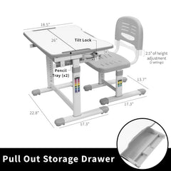 Kids' Height Adjustable Desk and Chair