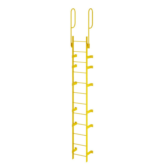12 Step Steel Roof Access Ladder 11'H, Wall Mount, Yellow