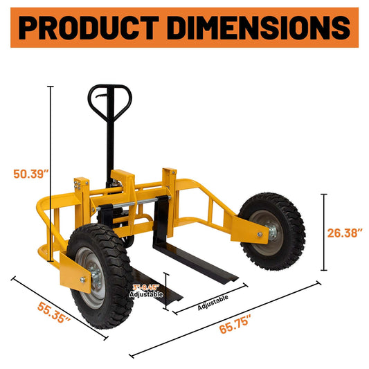 Holzoffer ALL-T-HD Heavy Duty All Terrain Pallet Truck, 2500 lbs Capacity