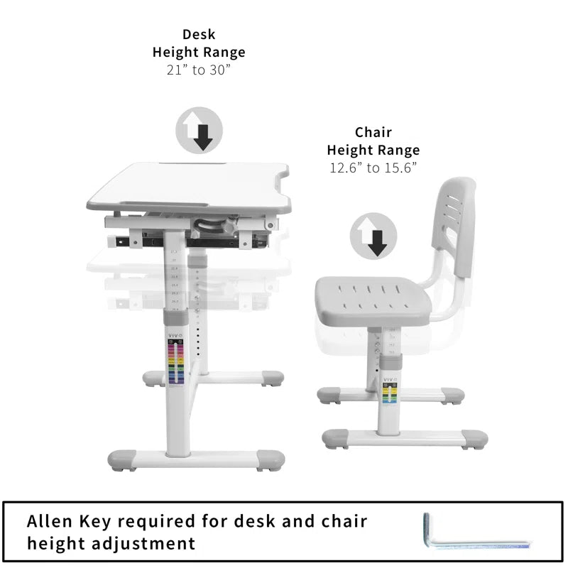 Kids' Height Adjustable Desk and Chair