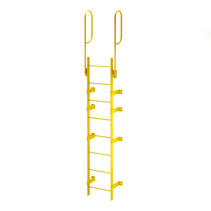 8 Step Steel Roof Access Ladder 7'H, Wall Mount, Yellow