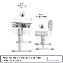 Kids' Height Adjustable Desk and Chair