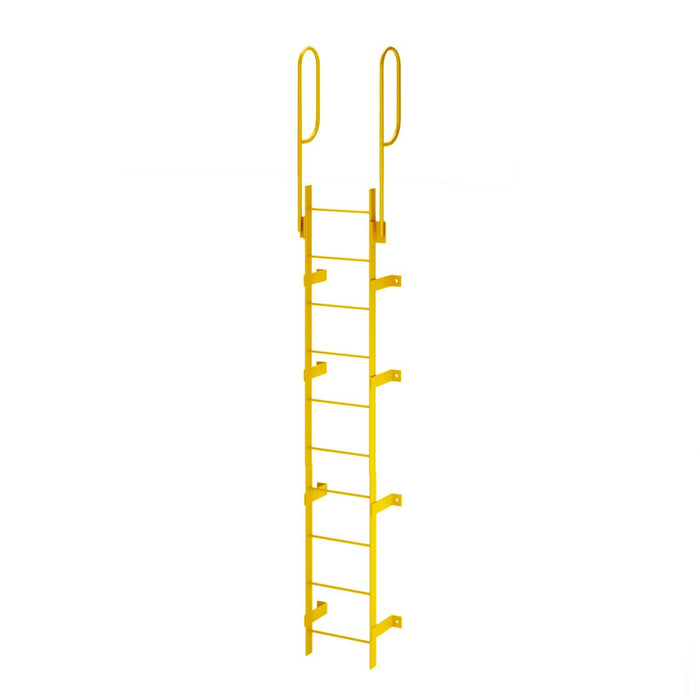 10 Step Steel Roof Access Ladder 9'H, Wall Mount, Yellow