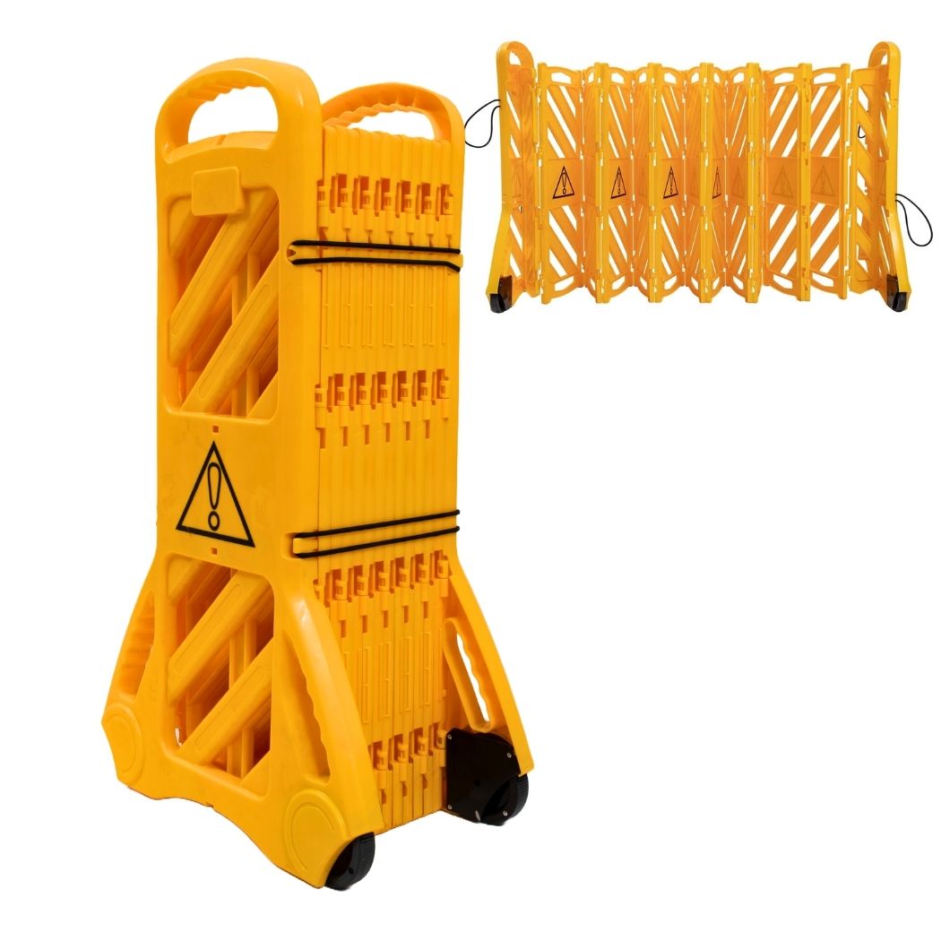 13 ft Extendable Mobile Safety Barrier, Folding Safety Barricade Syste ...
