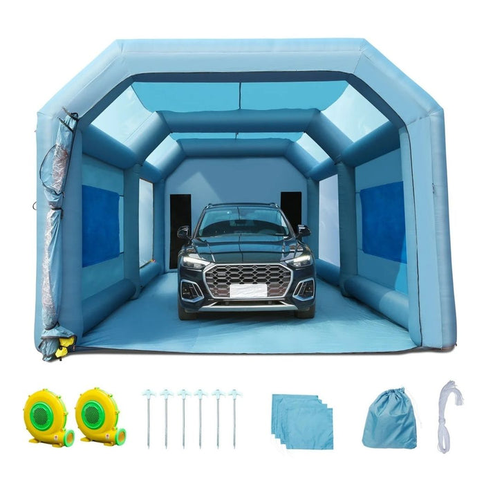 Inflatable Spray Booth 23'L x 13'W x 8.5'H with 550W + 750W Blowers, Spray Booth Tent Air Filter System – Car Paint Tent for Auto Painting, Car Parking Tent, Workstation, and Motorcycle Garage