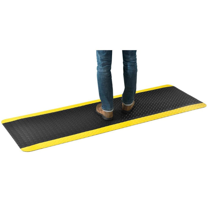 Diamond Plate Anti Fatigue Mat, 15/16" Thick, 2'W x 6'L, Yellow & Black