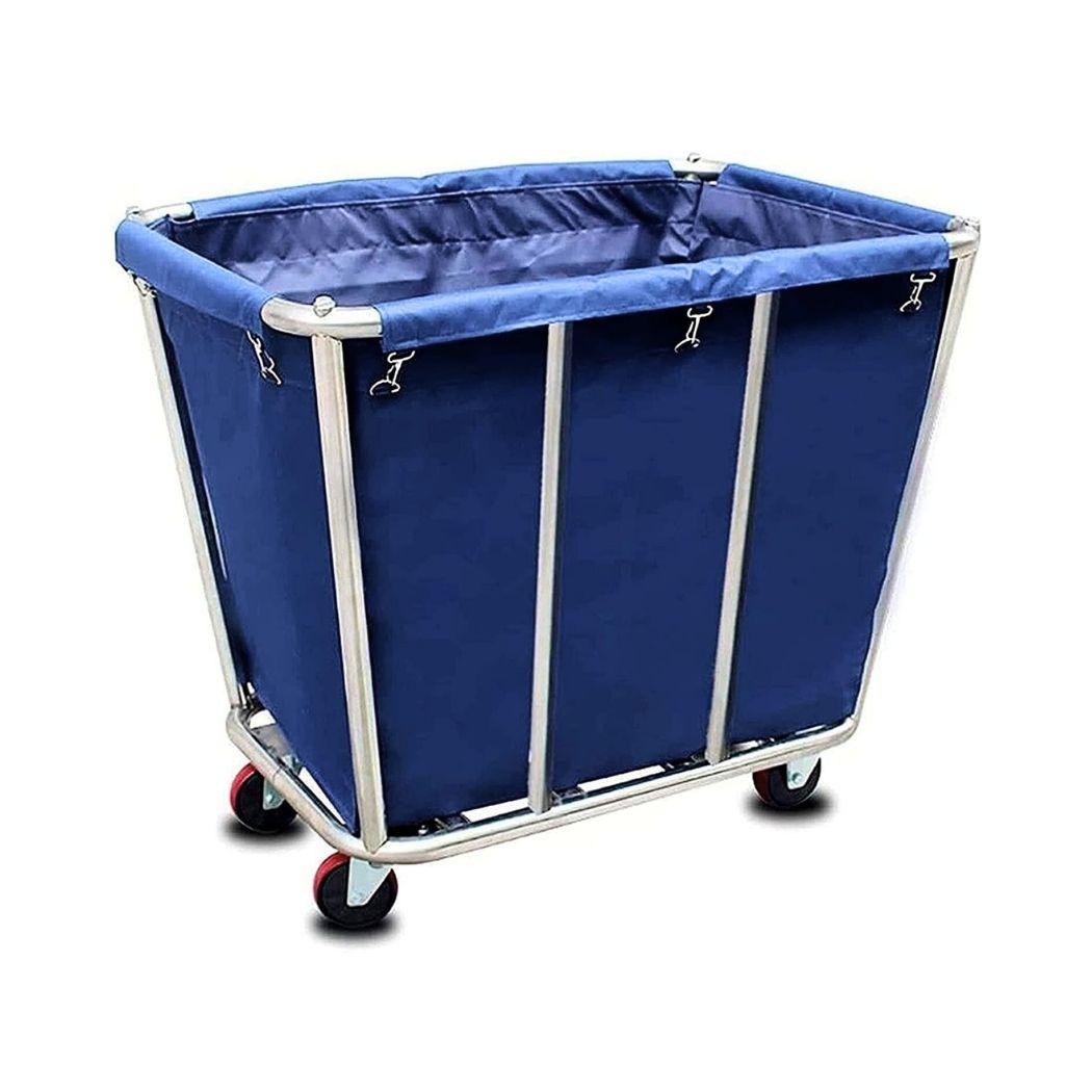Commercial Laundry Cart, 10 Bushel, 35.4"L x 25.6"W x 31.5"H, Canvas Bag