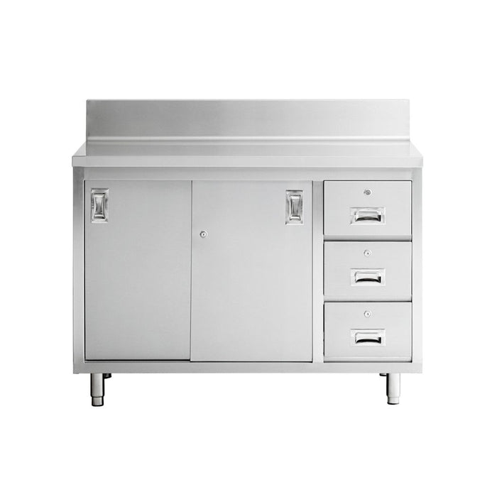 48" x 24" Stainless Steel Prep Table w/ Lockable Drawers and Storage Cabinet