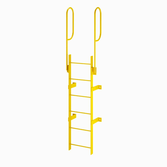 6 Step Steel Roof Access Ladder w/ Handrails, Wall Mount, Yellow