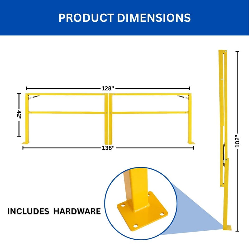 10' Cantilever Gate, Steel Construction, 120"W x 42"H for Loading Bay Fall Hazard Protection