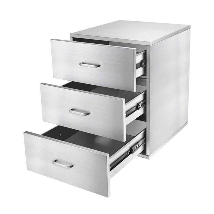 3 Drawer Stainless Steel Kitchen Cabinet, 18"W x 20"D x 23"H, Outdoor Kitchen Cabinet