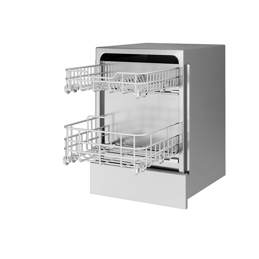 Holzoffer 24-Inch Dishwasher in DuraSnow Stainless Steel with Traditional Handle For Kitchen Cabinet