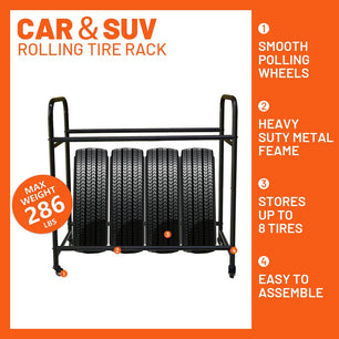 Holzoffer Holzoffer Rolling Tire Cart Rack Organizer, 20