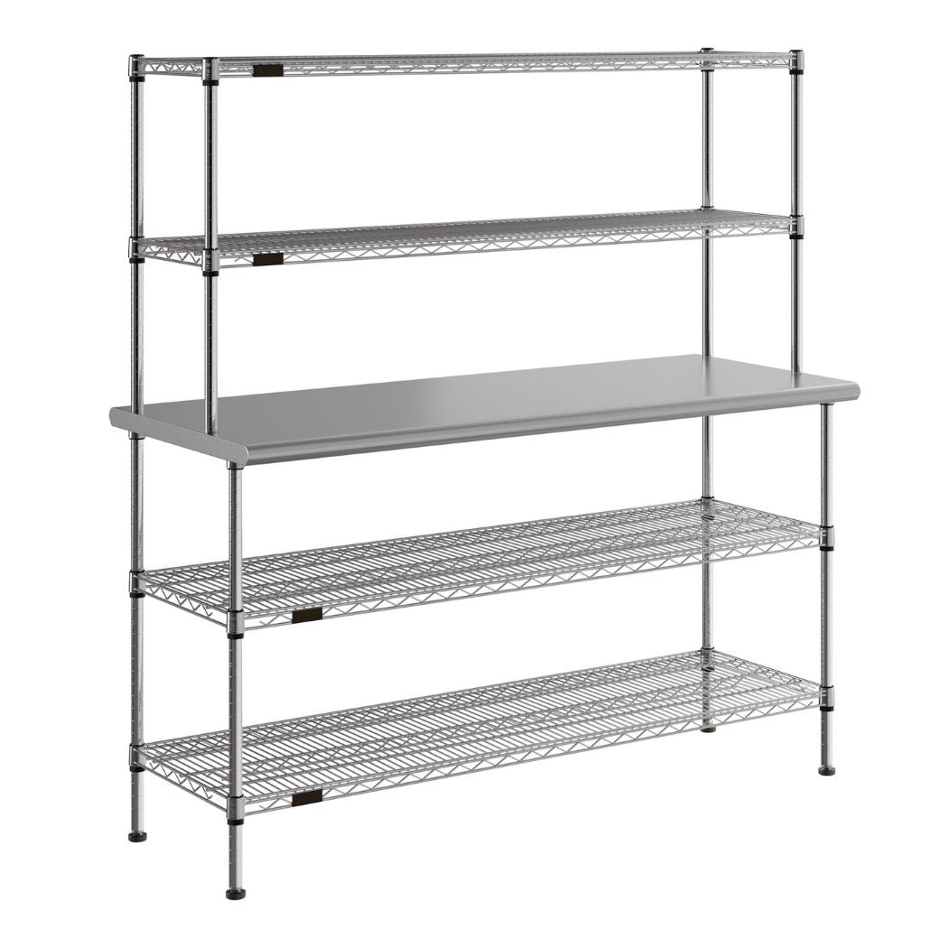 60" x 24" Stainless Steel Prep Table w/ Wire Overshelves and Undershelves