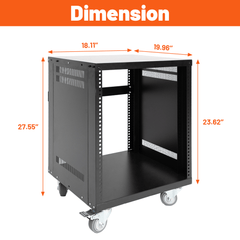 Holzoffer 12U Rolling Equipment Rack Stand, Network Rack Stereo Rack with Locking Swivel Caster Wheels