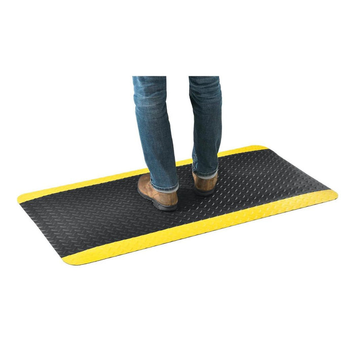 Diamond Plate Anti Fatigue Mat, 15/16" Thick, 2'W x 4'L, Yellow & Black