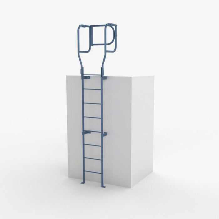 6' Wall Mount Roofing Ladder with Boarding Rail, Gray