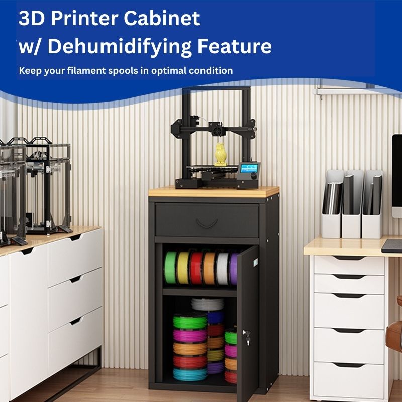 3D Printer Cabinet w/ Dehumidifying Dry, 40 Filaments Spool Storage Capacity, Heavy Duty Shelf 21.25"L x 21.5"W x 34.4"H