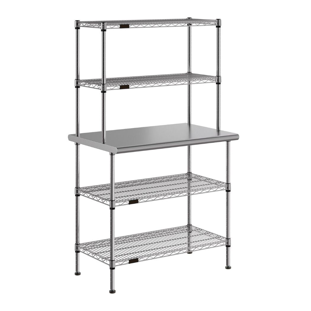 36" x 24" Stainless Steel Prep Table w/ Wire Overshelves and Undershelves