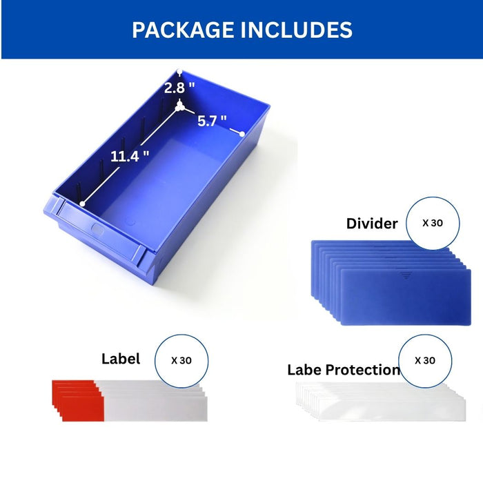 30 Bin Drawer Storage Cabinet, Large Bins, 21.5"D x 12.4"W x 34.3"H, Industrial Parts Organizer