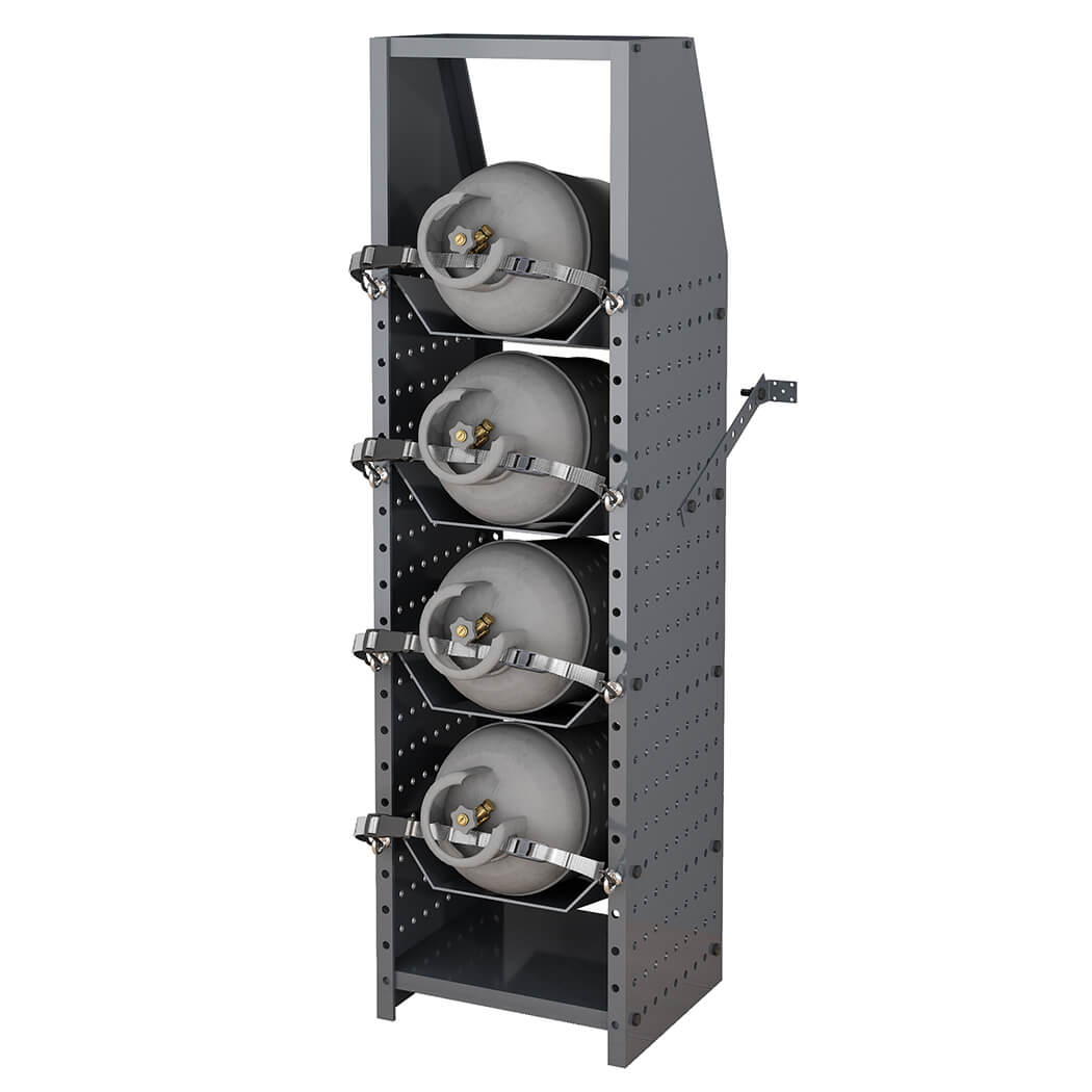 Heavy-Duty Refrigerant Tank Rack, 4 Adjustable Shelves, 15"W x 13"D x 52"H for 25 lb / 30 lb /50 lb Tanks
