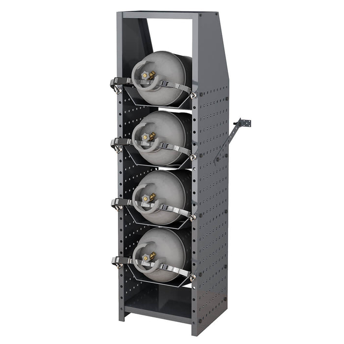 Heavy-Duty Refrigerant Tank Rack, 4 Adjustable Shelves, 15"W x 13"D x 52"H for 25 lb / 30 lb /50 lb Tanks