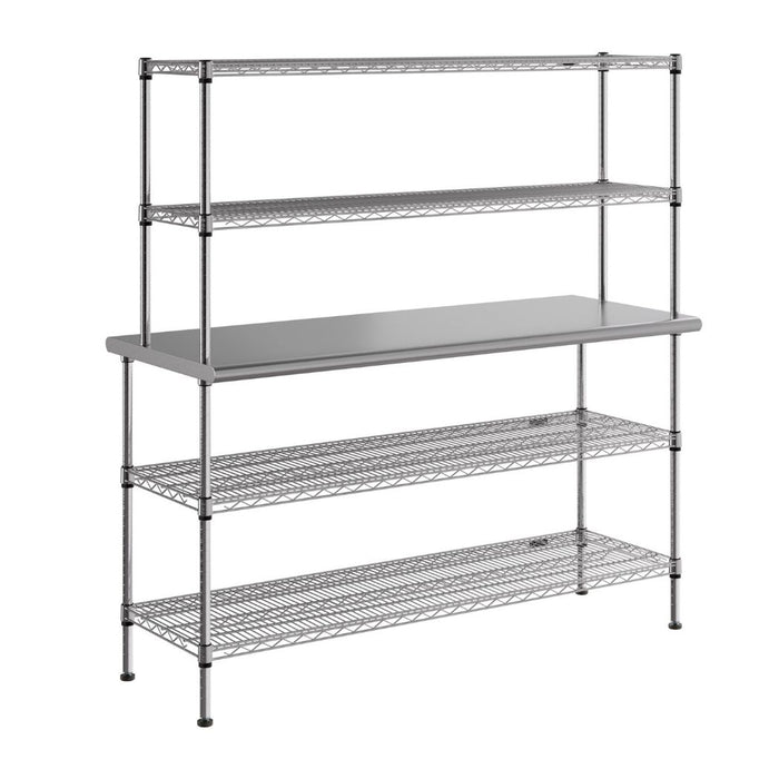 60" x 24" Stainless Steel Prep Table w/ Wire Overshelves and Undershelves