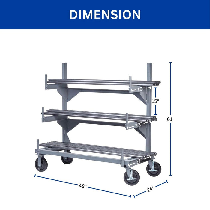 Cantilever Bar Rack Truck, 4000 lbs Load Capacity, 48"L x 24"W x 61"H, Single Side