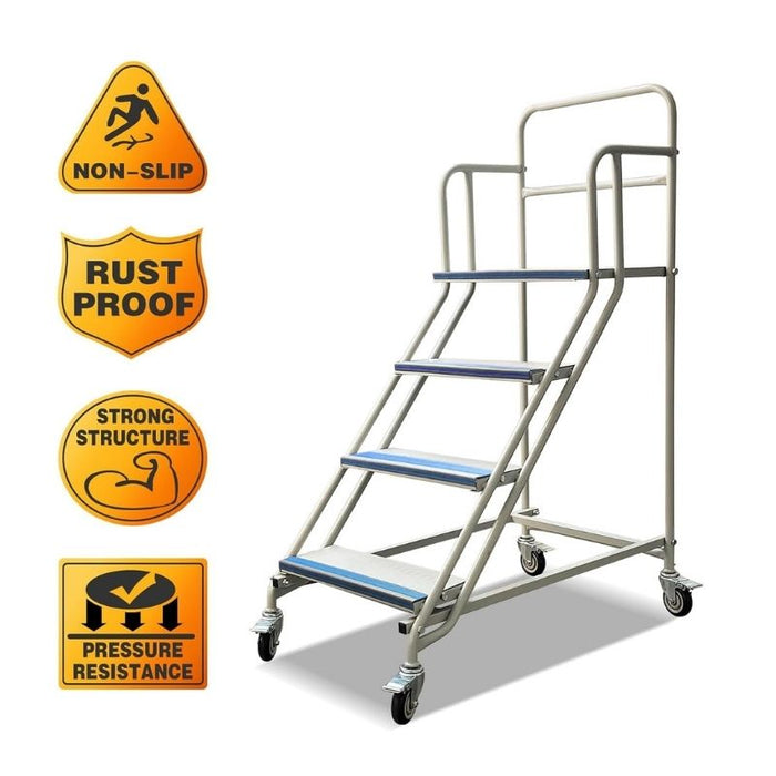 4 Step Rolling Ladder, 445 lbs Weight Capacity, 39.4" Top Step Height