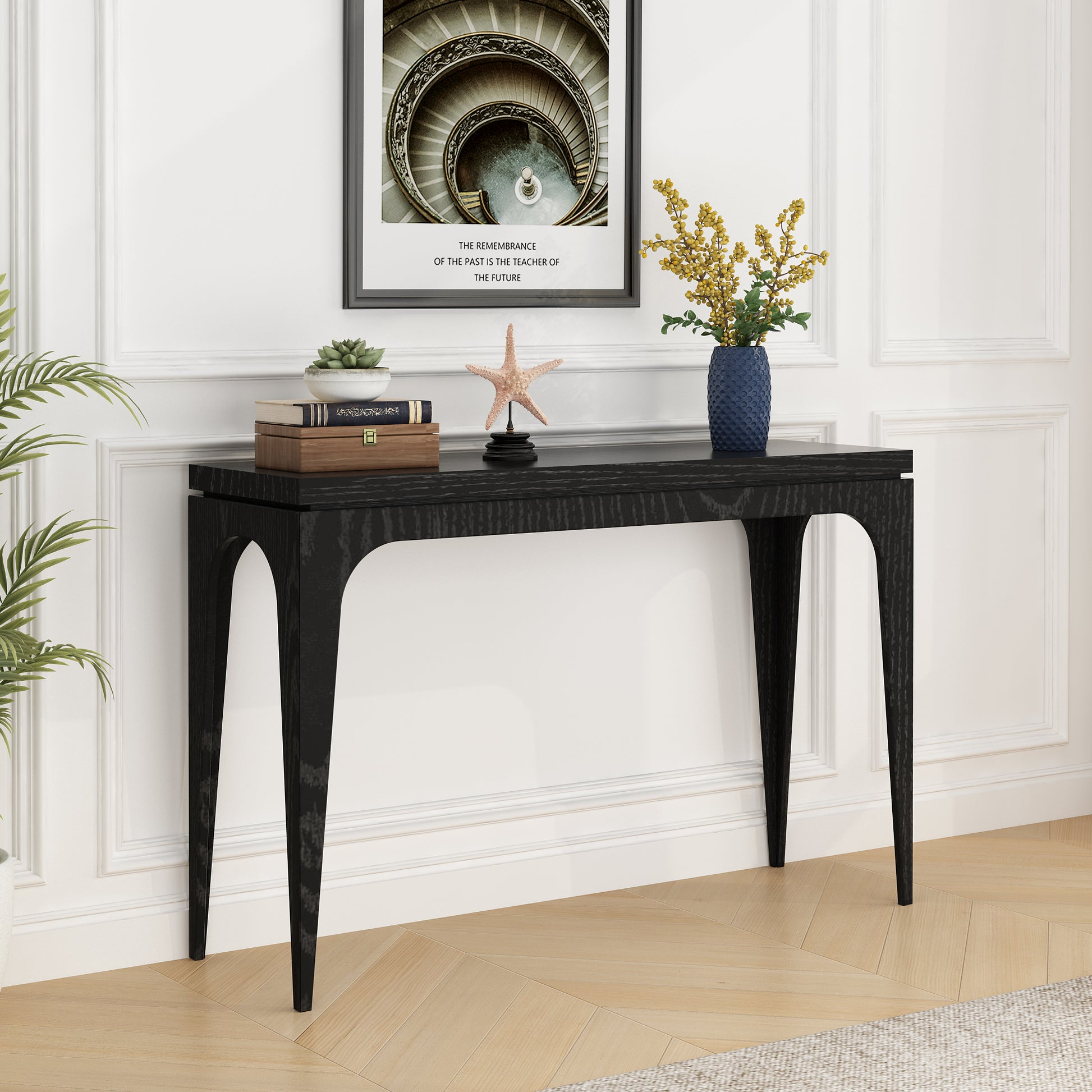 Holzoffer Organic Modern Rustic Charred Black Finished Console Table