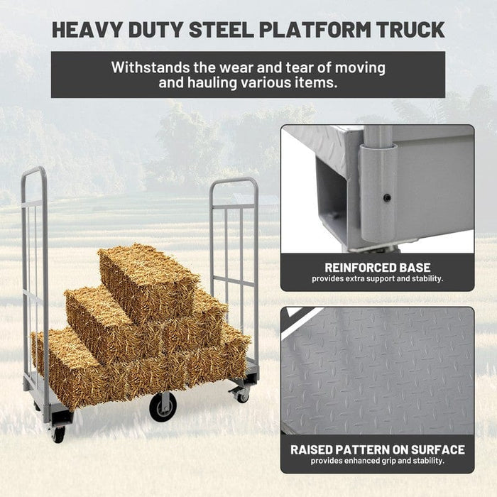 Steel Deck Narrow Aisle U-Boat Platform Truck, 60"x24", 2000 lb. Capacity