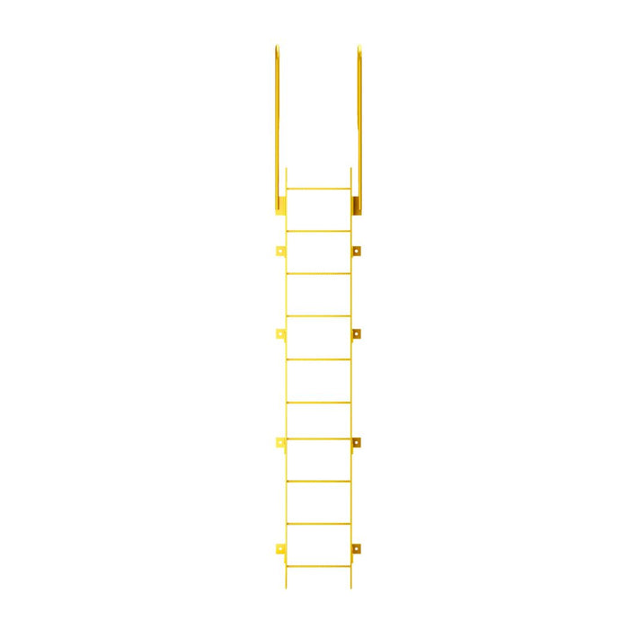 10 Step Steel Roof Access Ladder 9'H, Wall Mount, Yellow