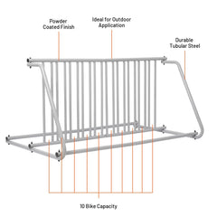 Holzoffer Commercial Grid Bike Rack, Double Sided, Bicycle Storage Stand for Garages, Stores, Schools & Universities Power Coated Steel