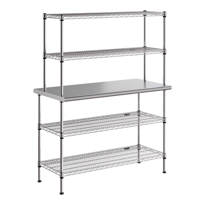 48" x 24" Stainless Steel Prep Table w/ Wire Overshelves and Undershelves