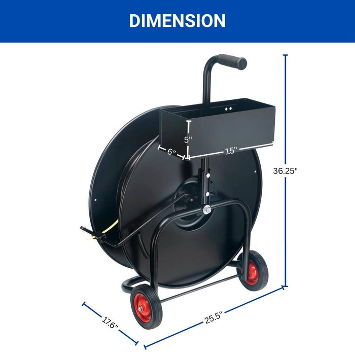 Strapping Cart w/ Wheels & Tray, 25.5"W x 17.6"D x 36.25"H