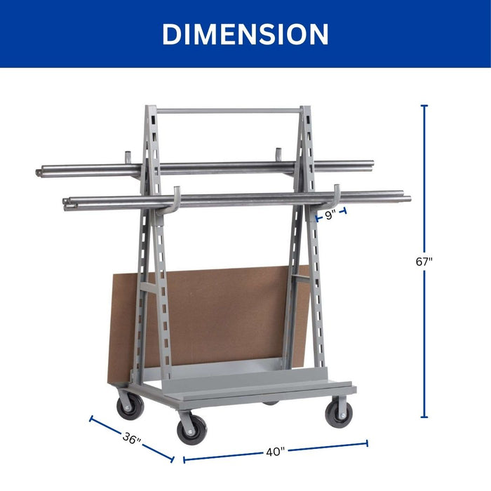 Horizontal Pipe and Sheet Truck, 2000 lbs Load Capacity, 40"L x 36"W x 67"H