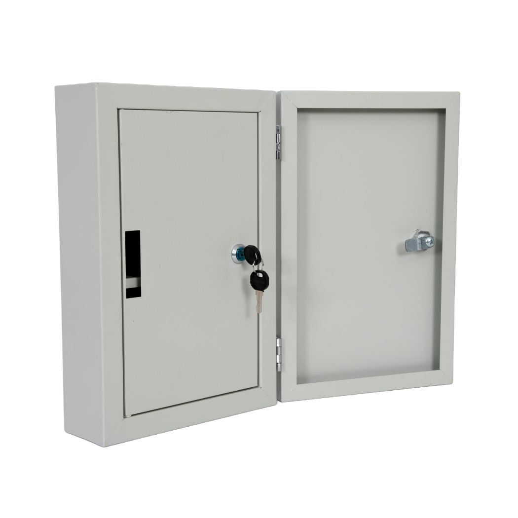 Locking Medicine Cabinet 9.5"W x 4.7"D x 15"H, Double Lock & Double Door, Wall Mount
