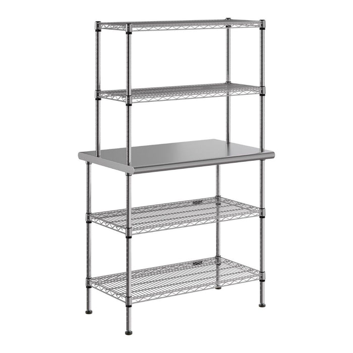 36" x 24" Stainless Steel Prep Table w/ Wire Overshelves and Undershelves